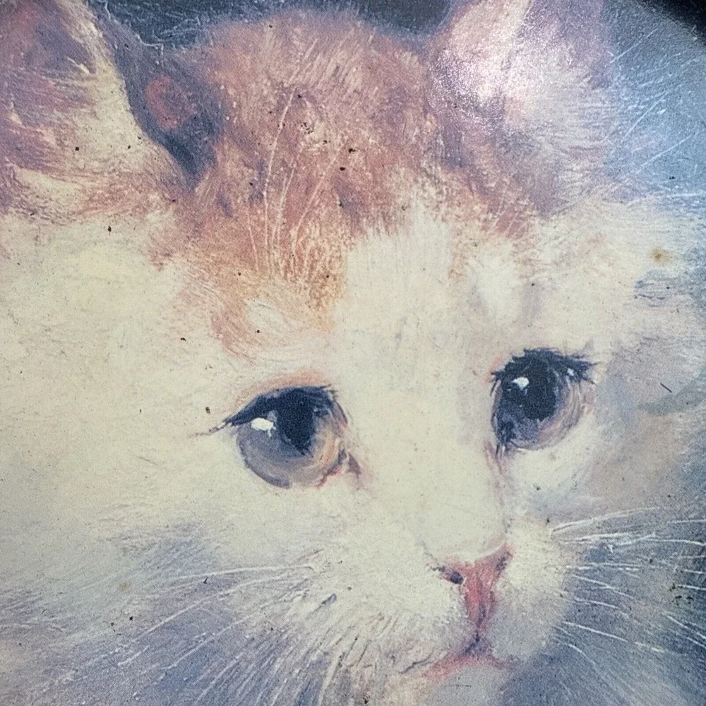 1995 Clay‎ Art San Francisco Decoupage Art Fluffy Cat Vanity Tray